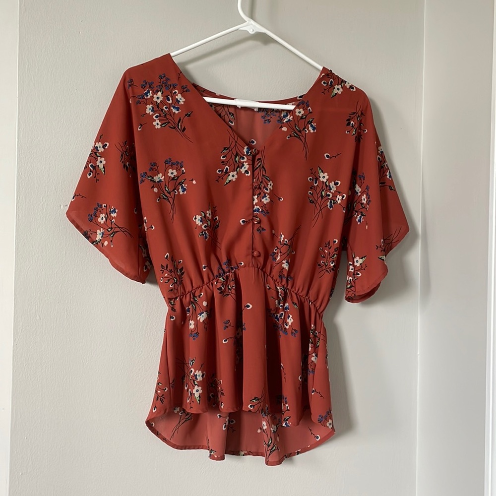 Orange Floral Blouse
